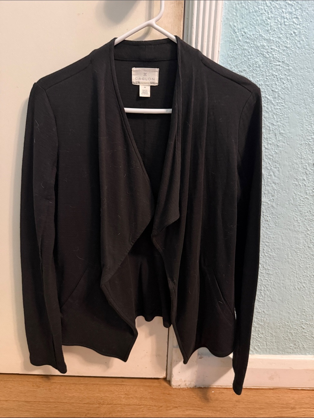 Caslon Black Draped Open-Front Cardigan